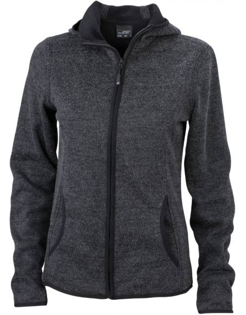 Jachetă tricotată cu glugă din fleece pentru femei